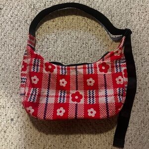 BAGGU x Sandy Liang Medium Nylon Crescent Bag, Flower Market Plaid